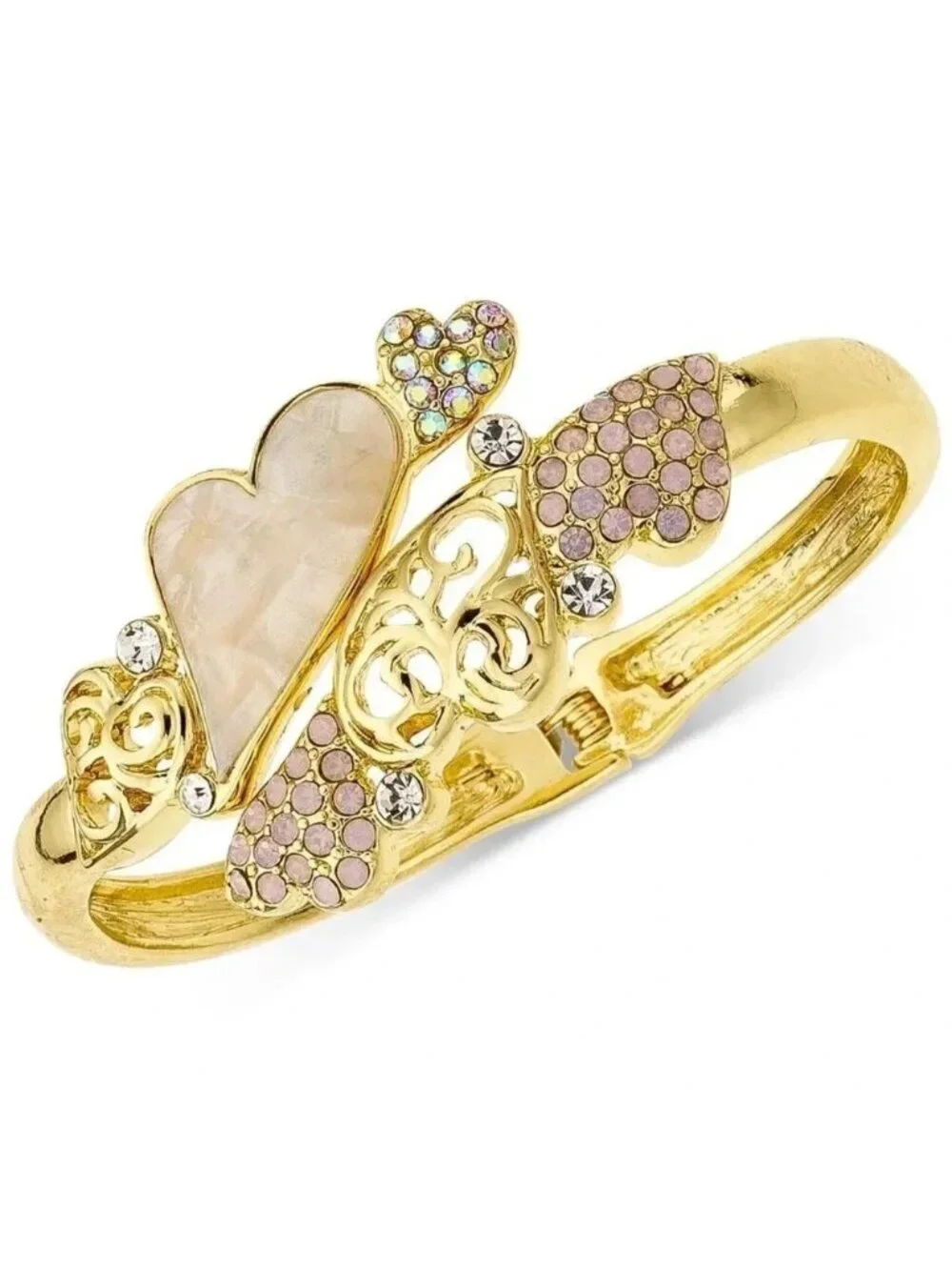 Heart Pave Bangle Bracelet